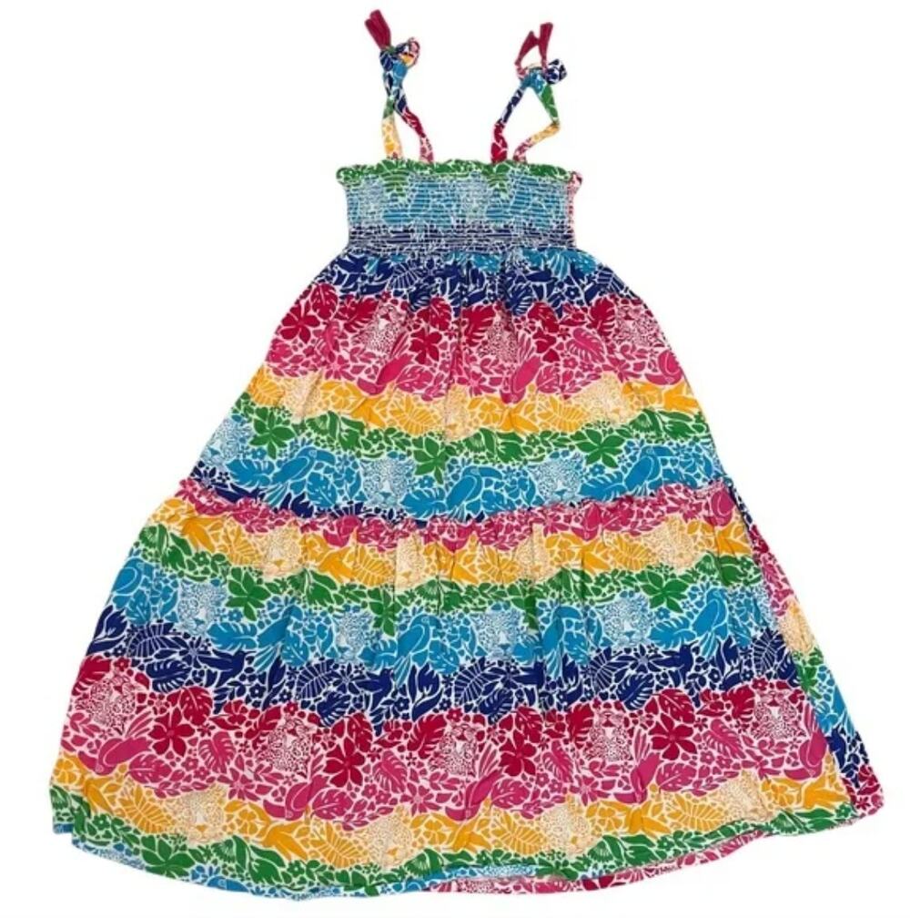 Vince Camuto Girls 4 Dress Tiered Smocked Floral Tropical Jungle